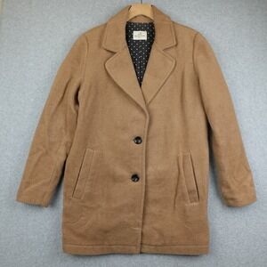 Marine Layer Teddy Coat Womens Small Tan Wool Blend Jacket Peacoat
